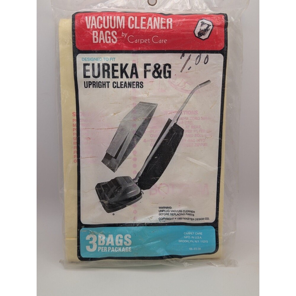 Eureka Upright Cleaners F&G Disposable Vacuum Cleaner Dust Bags 3 Bags Carpet